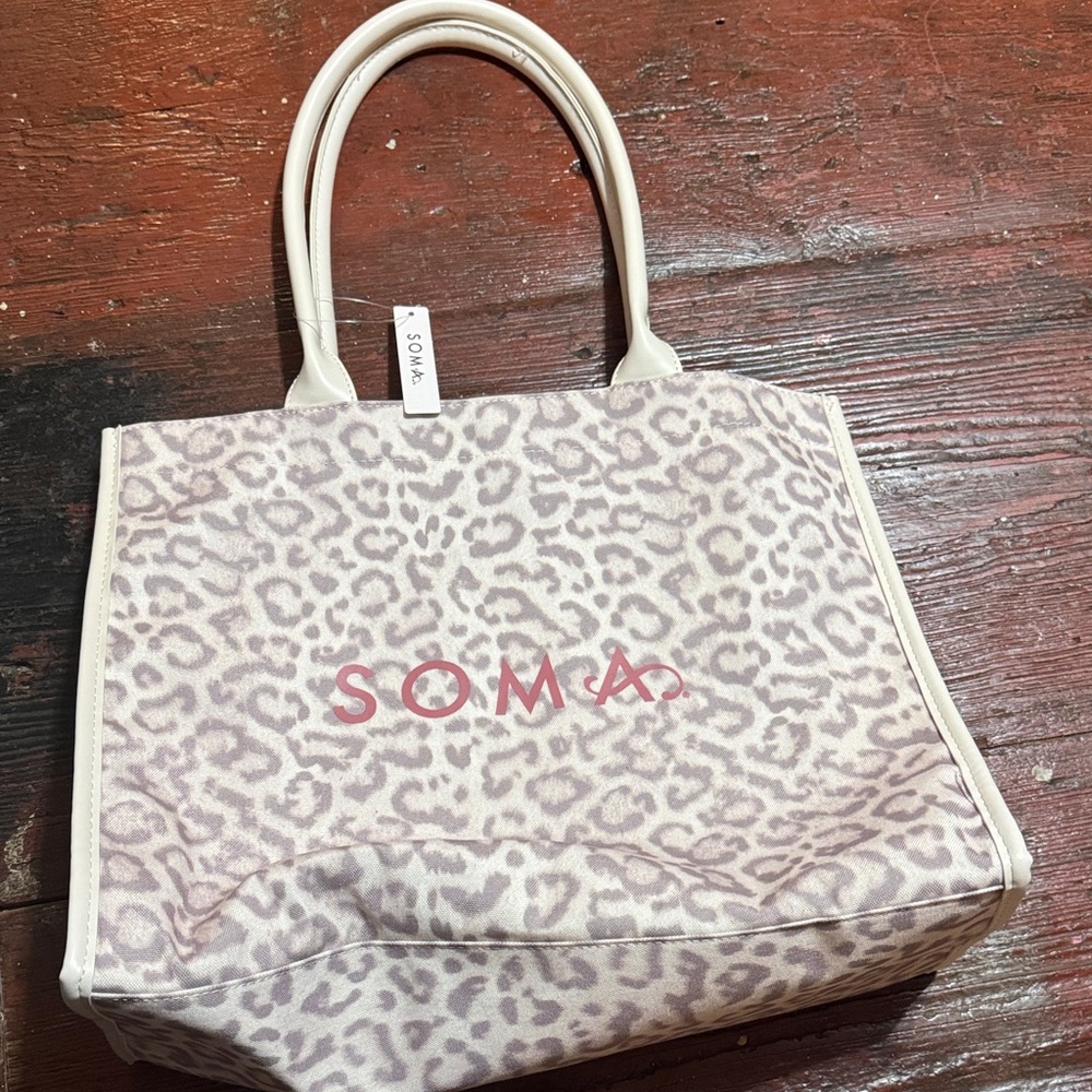 Soma Pink and Cream Leopard Tote